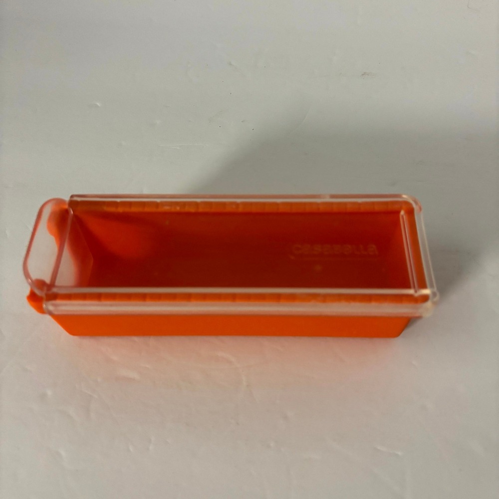 Casabella Orange Butter Dish w Clear Lid Plastic Refrigerator Kitchen Storage